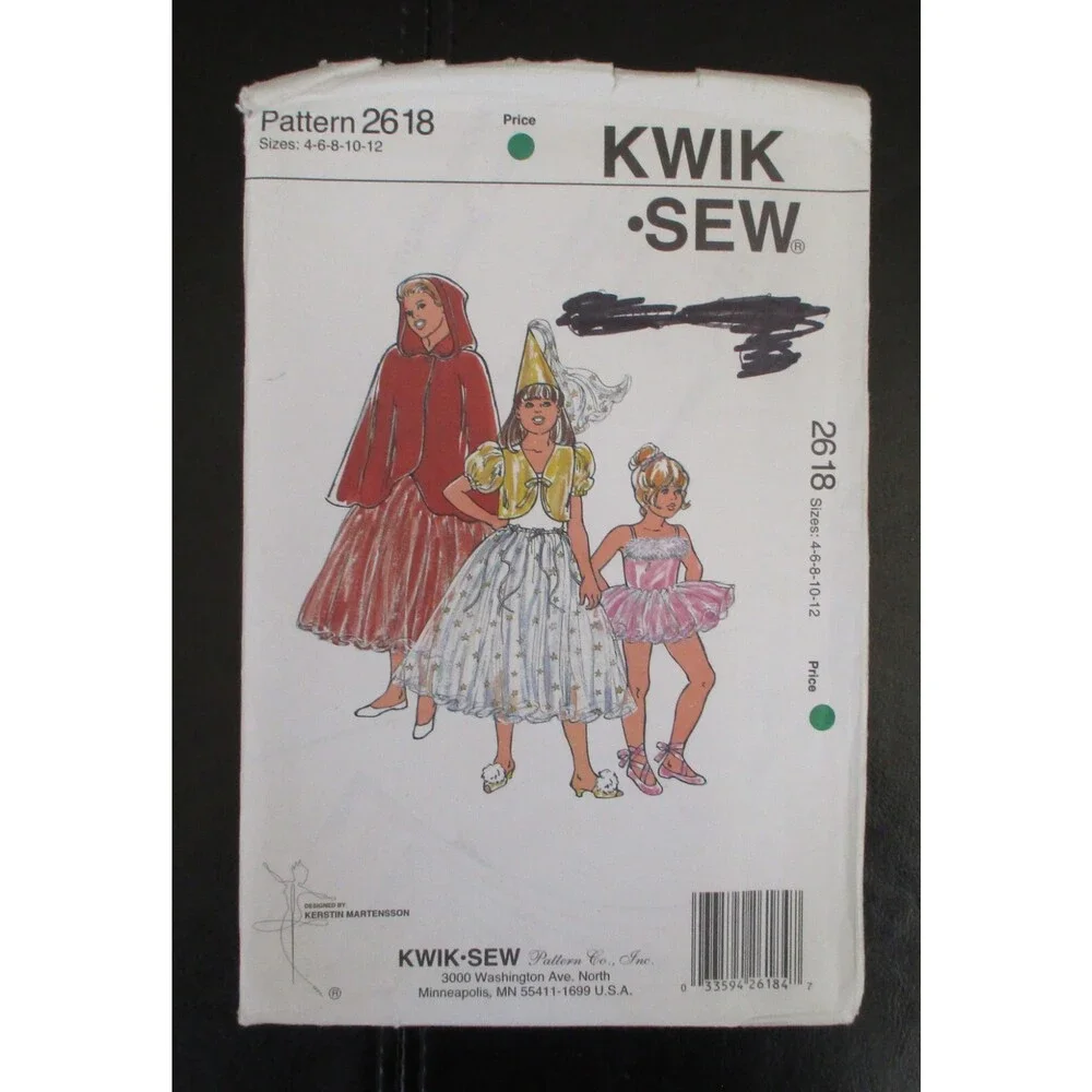 Kwik Sew #2618 Girls Costumes Bolero, Cape, Hat, Tutu, Leotard Uncut Size 4-12